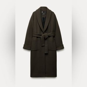 Zara Manteco wool coat front pockets belted
